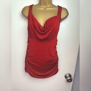 HeartSoul Red Gold Glittery Y2K Vintage Strappy Stretch Fairy Whimsy-Goth Top XL